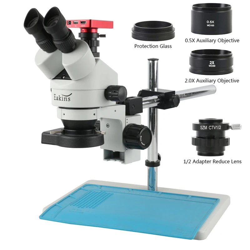 Microscope trinoculaire stéréo à Zoom continu  simulateur de focale d'objectif 3 5 x – 90x  caméra