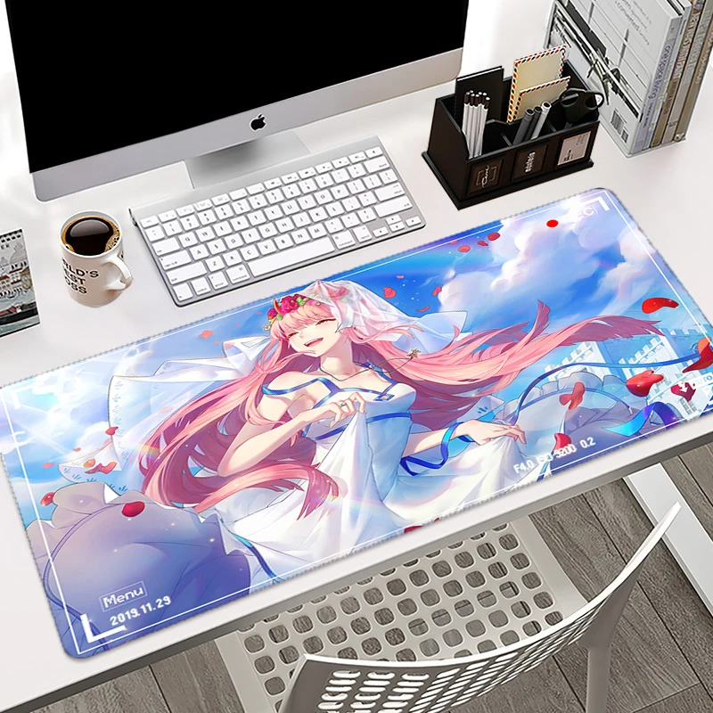 

DIY Zero Two Darling In The Franxx Large Gaming Mouse Pad XXL Glowing Led Extended Mousepad XL Rubber Computer Keyboard Desk Mat