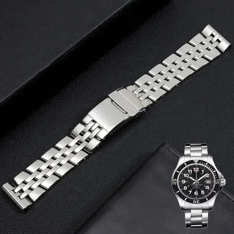Фото Твердый браслет из нержавеющей стали для часов Breitling, ремешок AVENGER NAVITIMER SUPEROCEAN, без логотипа, 20 мм, 22 мм, 24 мм №1