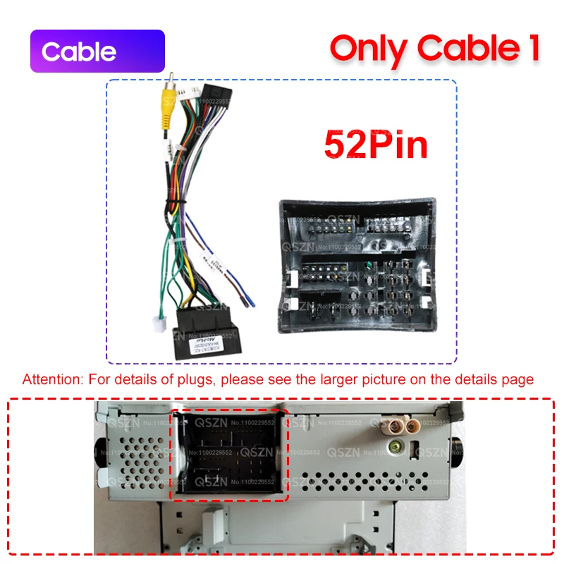 

Для VW Golf 7 Jetta Polo Caddy Tiguan Quadlock 52-контактный кабель 16-контактный разъем жгут проводов CANBUS декодер адаптер Android радио