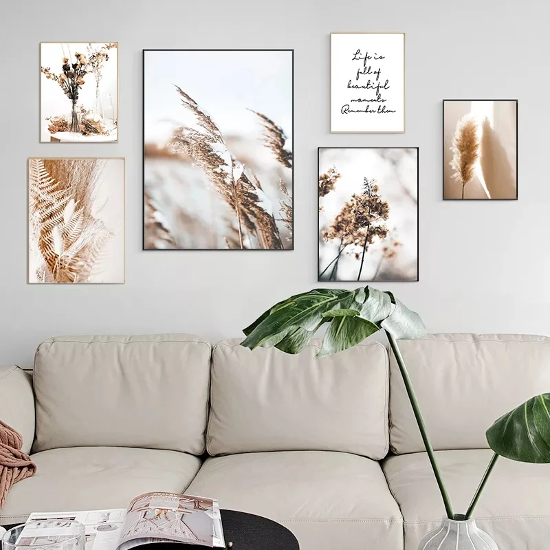 

Beige Landscape Canvas Painting Wheat Reed Poster Nordic Print Plant Posters And Prints Modern Wall Pictures Living Room Decor