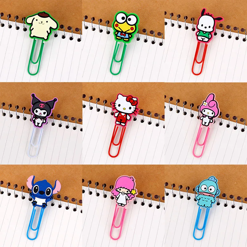 

Kawaii Sanrio Paper Clips Kawaii HelloKittys Mymelody Kuromi Accessories Anime Doll Series Bookmarks Stationery Supplies Gift