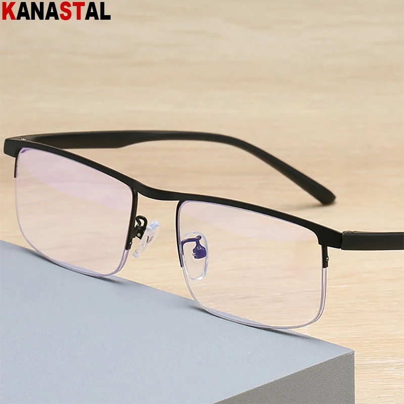 

Women's Anti Blue Light Blocking Reading Glasses Trend Square Half Eyeglasses Frames Eyewear Men Hyperopia Presbyopic Glasses