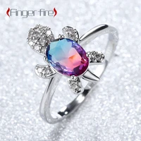 creative fashion silver plated blue unique shape ring festive party exquisite jewelry