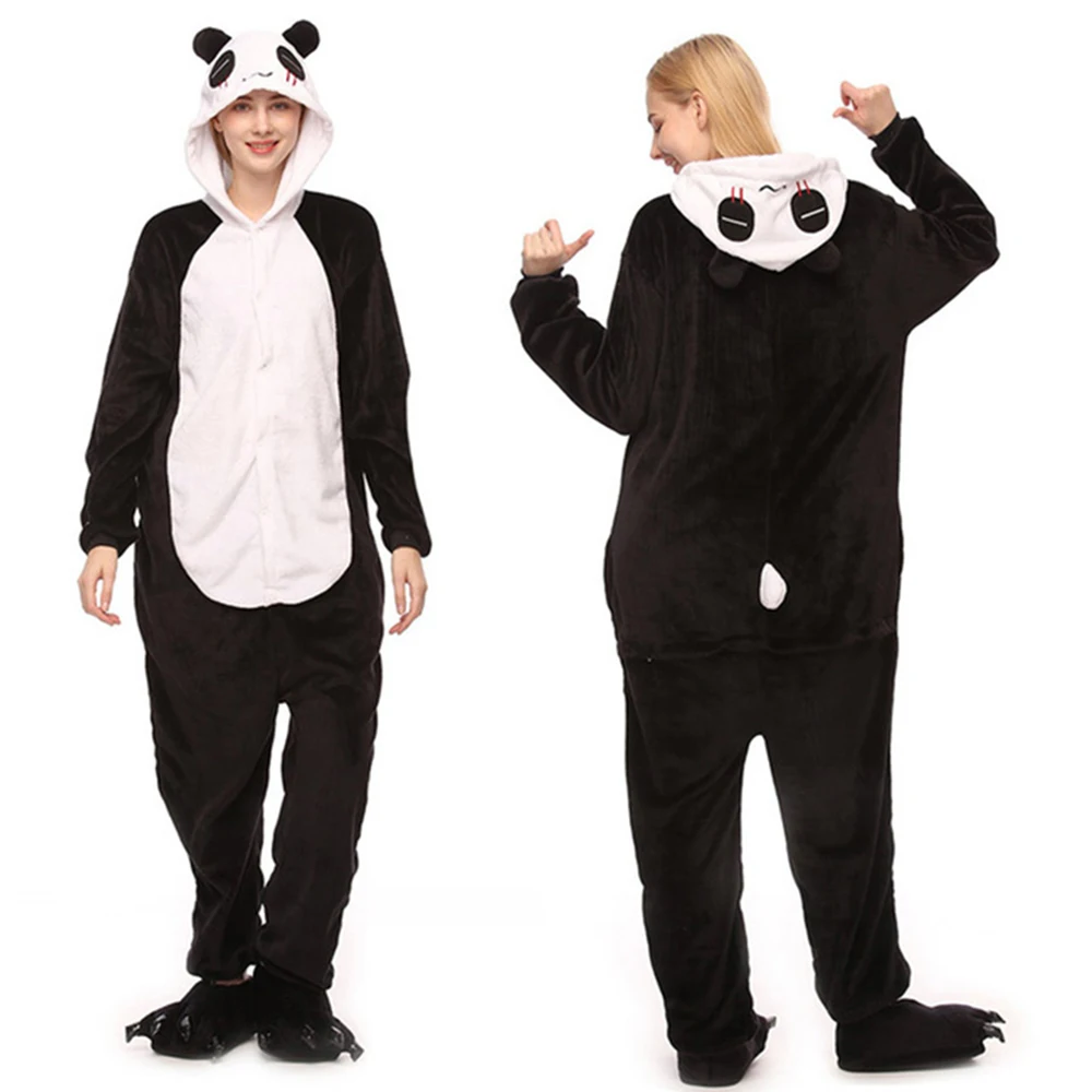 Animal Unicorn Onesie Adult Teenager Women Pajamas Funny Flannel Warm Soft Overall Onepiece Nightwear Panda Pajamas Set Jumpsuit