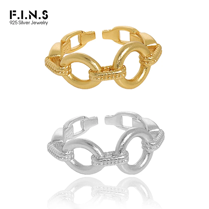 

F.I.N.S 100% S925 Sterling Silver Ring Link Chain Open Index Finger Rings for Women Men Silver 925 Fine Jewelry Punk Accessories