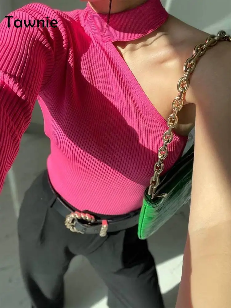 Женская футболка в рубчик Tawnie трикотажный топ с длинным рукавом и высоким