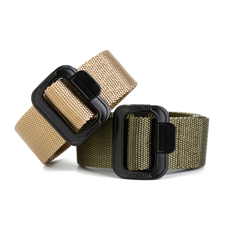 Military Men Belt Army Belts Adjustable Belt Men Outdoor Travel Tactical Waist Belt with Plastic Buckle for Pants 115-135cm