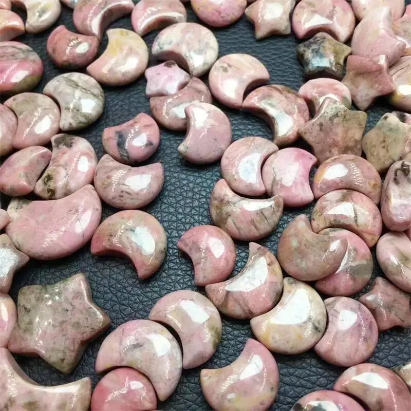 Кулон из натурального родонита Луны и звезды 10 шт.