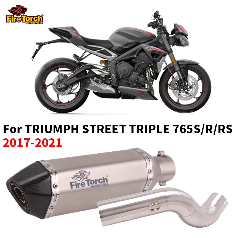 

Motorcycle Exhaust For TRIUMPH STREET TRIPLE 765S/R/RS 2017-2021 Modified Middle Link Pipe Catalyst Delete Pipe With Muffler