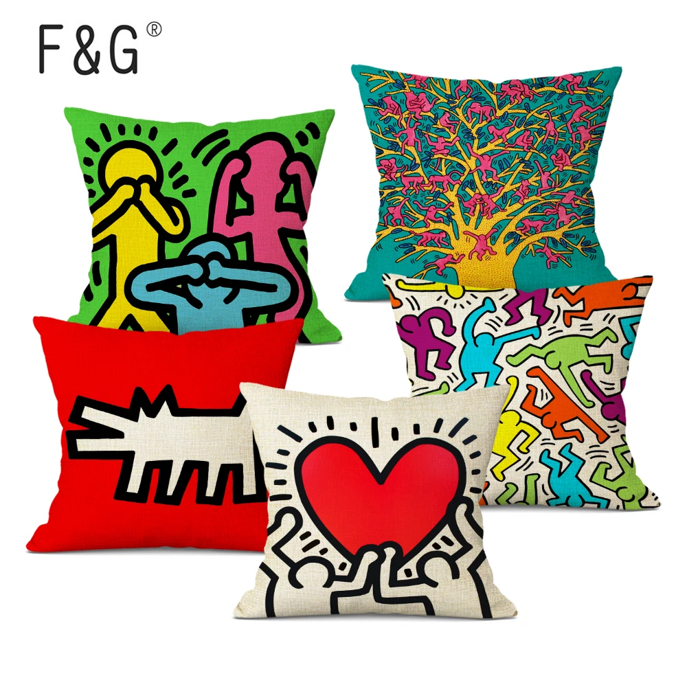 S Graffiti Cushion Cover Colorful Abstract Art Decorative Pi