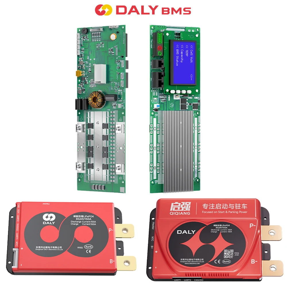 DALYBMS Lifepo4 24V 48V Smart BMS 100A 200A для домашнего хранилища энергии LiFepo4 12V 150A запуска