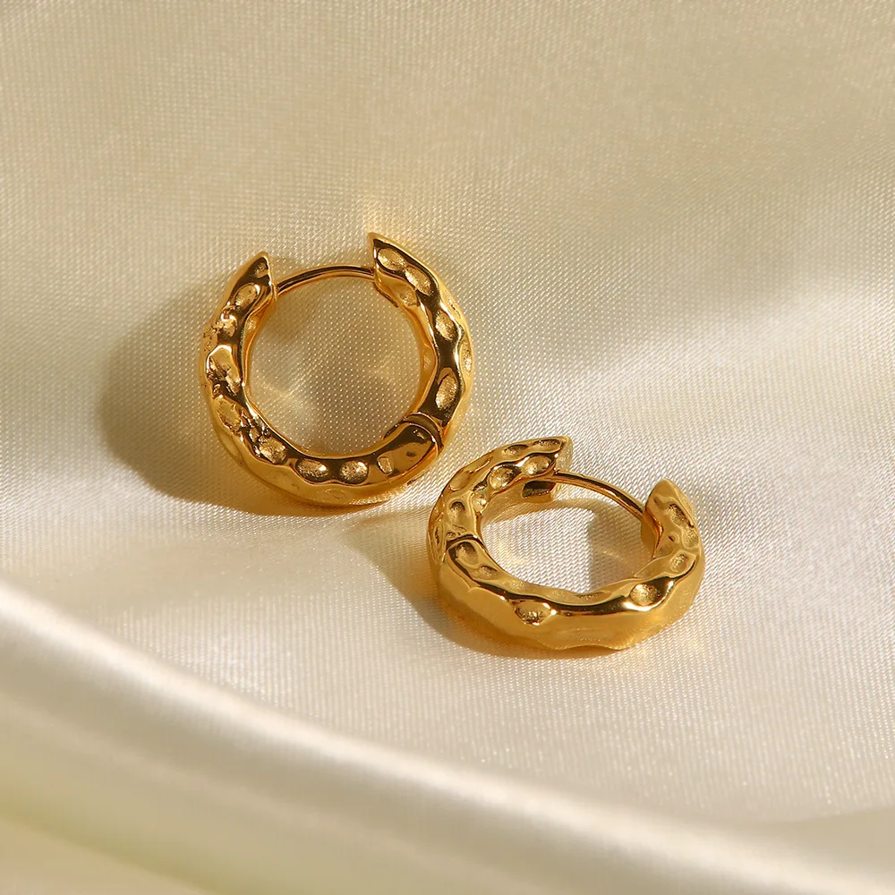 Stainless Steel PVD 18K Gold Plated Tarnish Waterproof Rugged Hoop Earrings For Woman Jewelry Wholesale Trendy