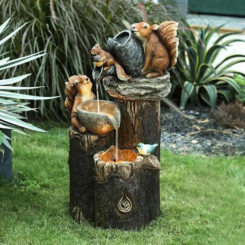 

Squirrel Garden Water Fountain Resin Animal Garden Decoration Home Garden Patio Landscape Squirrel Fountain Waterfall Statue