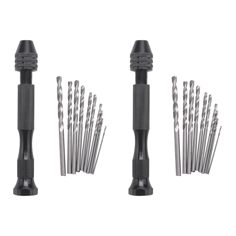 

2Pcs Mini Mini Aluminum Hand Drill With Keyless Chuck +20X Twist Drills Rotary Tools
