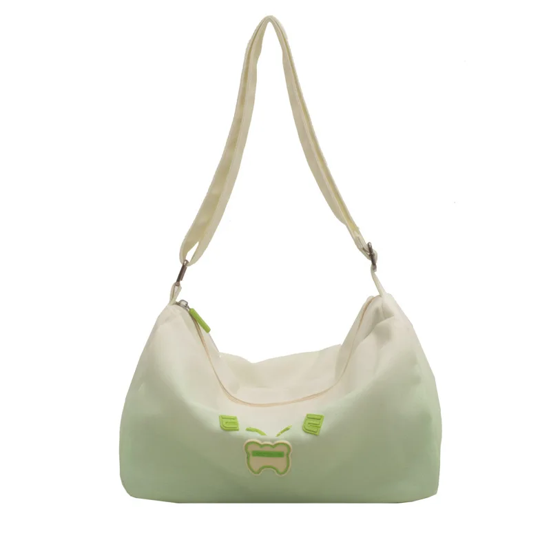 Women Gradual Canvas Tote Bag Female Large Capacity Shoulder Shopper Bag Korean Ins Cloth Crossbody Bag Zipper Messenger Handbag