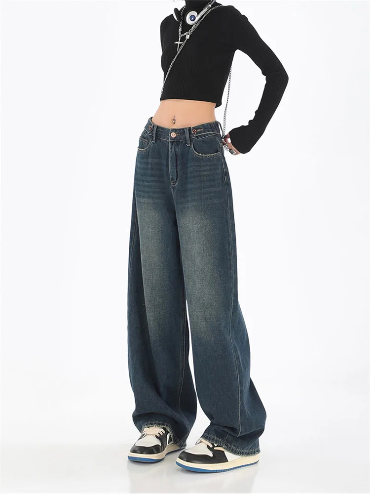 

Vintage Jeans Women 2022 High Waist Wide Leg Baggy Denim Pants Female Loose Korean Fashion Y2k Streetwear Mopping Jean Trouser