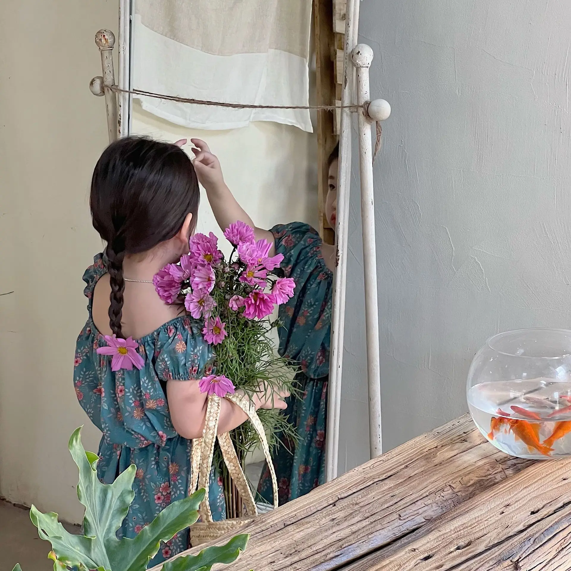 RiniLucia 2pcs Kid Baby Girl Clothes Sets Retro Floral Off Shoulder Crop Top Ruffle Tutu A-Line Skirts Outfit Set Clothes