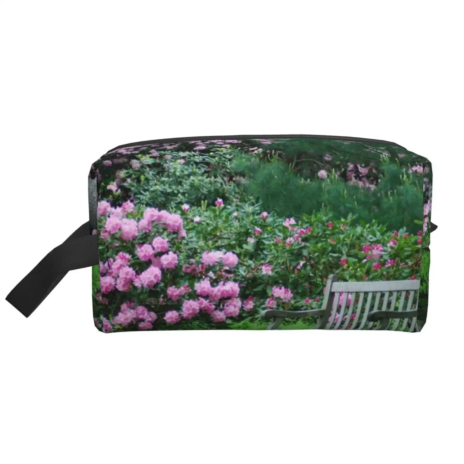 

Дорожная сумка для хранения, портативная цифровая сумочка на молнии для ручек, скамейка для весеннего сада лонгвуда, Пенсильвания, цветочных деревьев