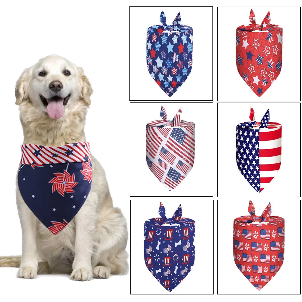 

Pet Supplies Pet Saliva Towel Independence Day American Flag Dog Bandana Pet Cat Puppy Dog Accessories for Small Dogs