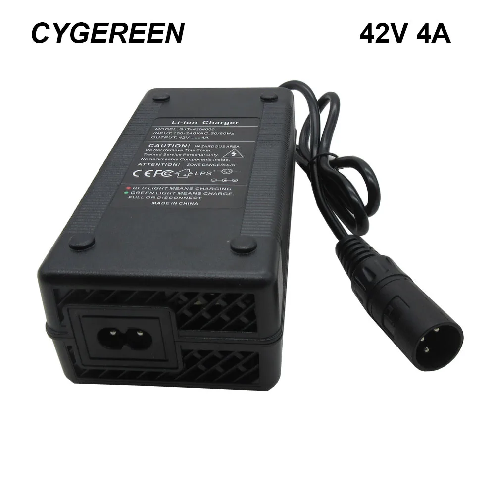 

36V Ebike Battery Charger 42V 4A XLRM XLR Male GX16 RCA DC 3PIN Connector For 10S 36 V 20AH 25AH 30AH Scooter Bicycle Charger