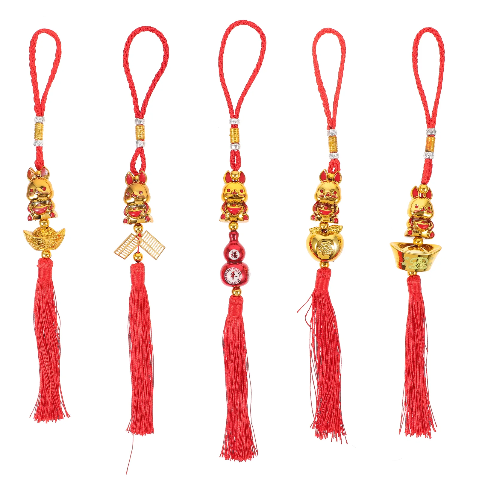 

5pcs Chinese Style Hanging Rabbit Decor New Year Car Ornament Festival Pendant
