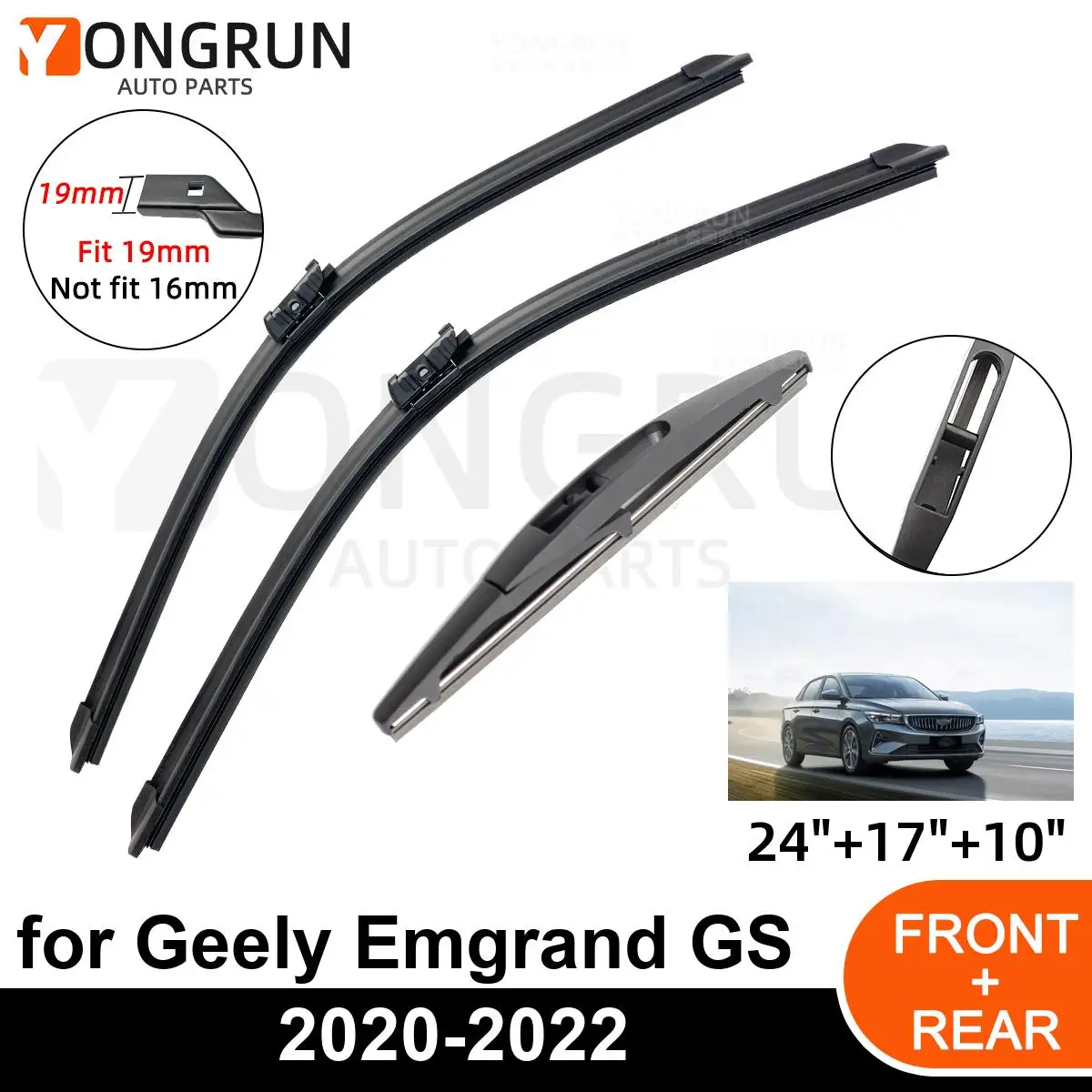 3 шт. автомобильный дворник для Geely Emgrand GS 2020-2022 переднее и заднее лобовое стекло