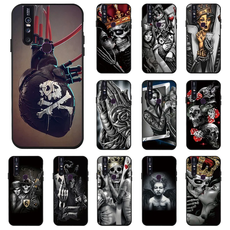 

Grim Reaper Skull Skeleton Silicone Phone Case For Vivo IQOO NEO 3 5 Pro Z1X Case S7 S6 S1 Pro V15 V7 Plus V9 V20 SE Back Cover