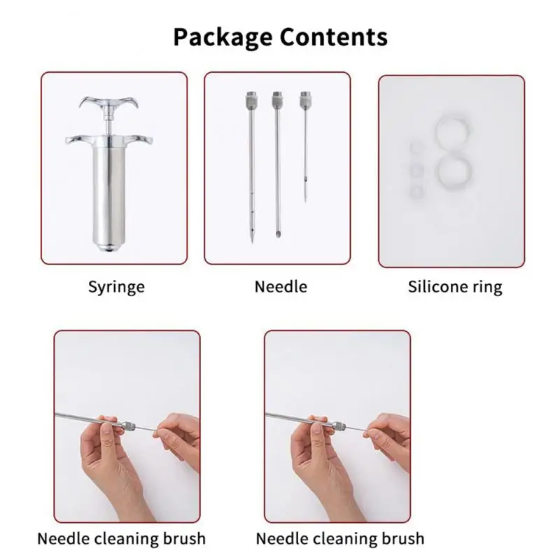 

2oz BBQ Meat Syringe Marinade Injectors With 3 Stainless Steel Needles Turkey Chicken Syringe Sauce Injection Kitchen Meat Tools