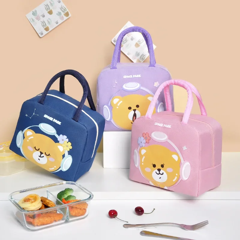 

Functional Pattern Cooler Lunch Box Insulated Canvas Vegetables Fruits Fresh Aluminum Foil Insulation Pack Food Picnic Handbag