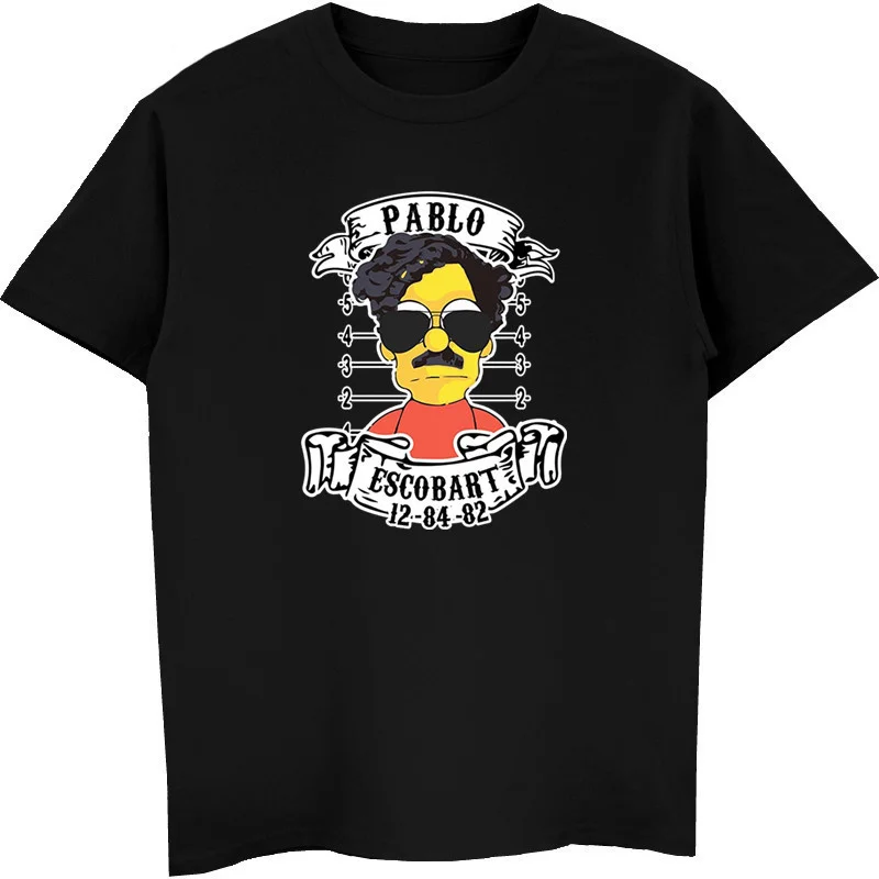

Escobart Merchandising Apparel Pablo Mugshot T-Shirt Men Short Sleeve Cotton T Shirts Man Clothing O-Neck Tee Shirt Harajuku