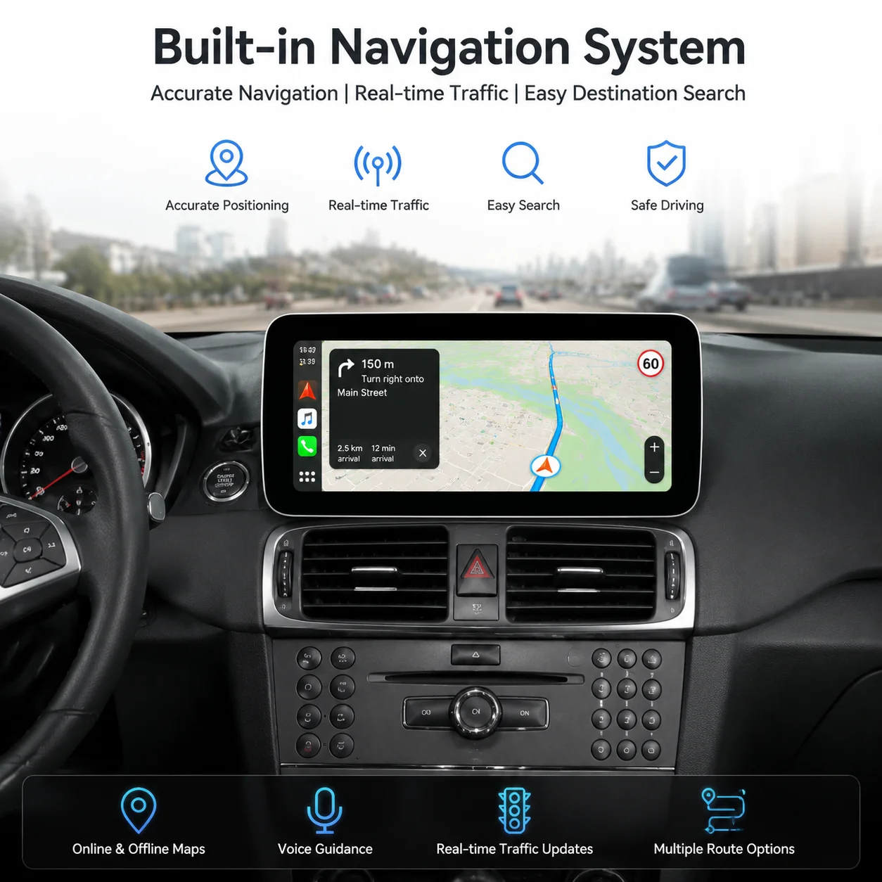 Фото 12,3-дюймовая Android-навигация для Mercedes-Benz C-Class GLC NTG5.0 2015-2018 с 4G CarPlay, Android Auto и GPS-модулем №4