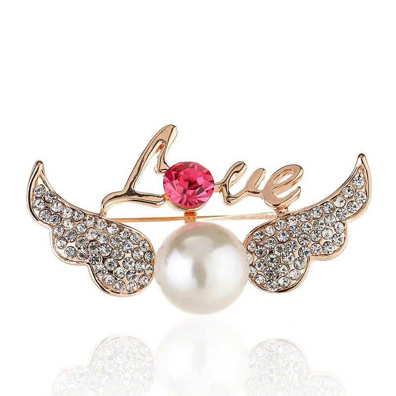 

Heart Wing Brooch For Women Pearl Brooch Pin Accessories Girl Dress Clothes Bag Buckle Pins Brooches Women Jewellery