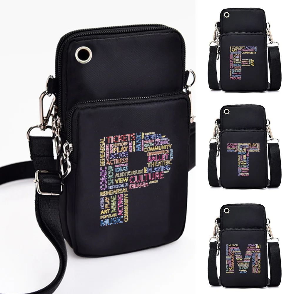 

Mini Waterproof Mobile Phone Bag Text Pattern Lipstick Wallet Pouch for IPhone 12/13 Pro Max Mini X XR 7 8 Plus CrossBody Bag