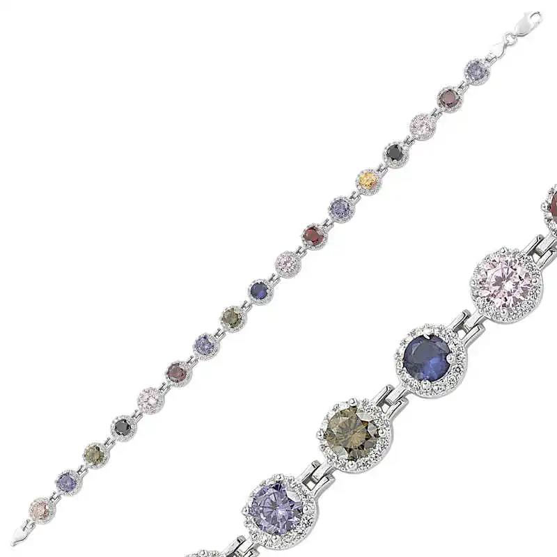 

Tevuli 925 Sterling Silver Colorful Stone Water Ways Women 'S Bracelet