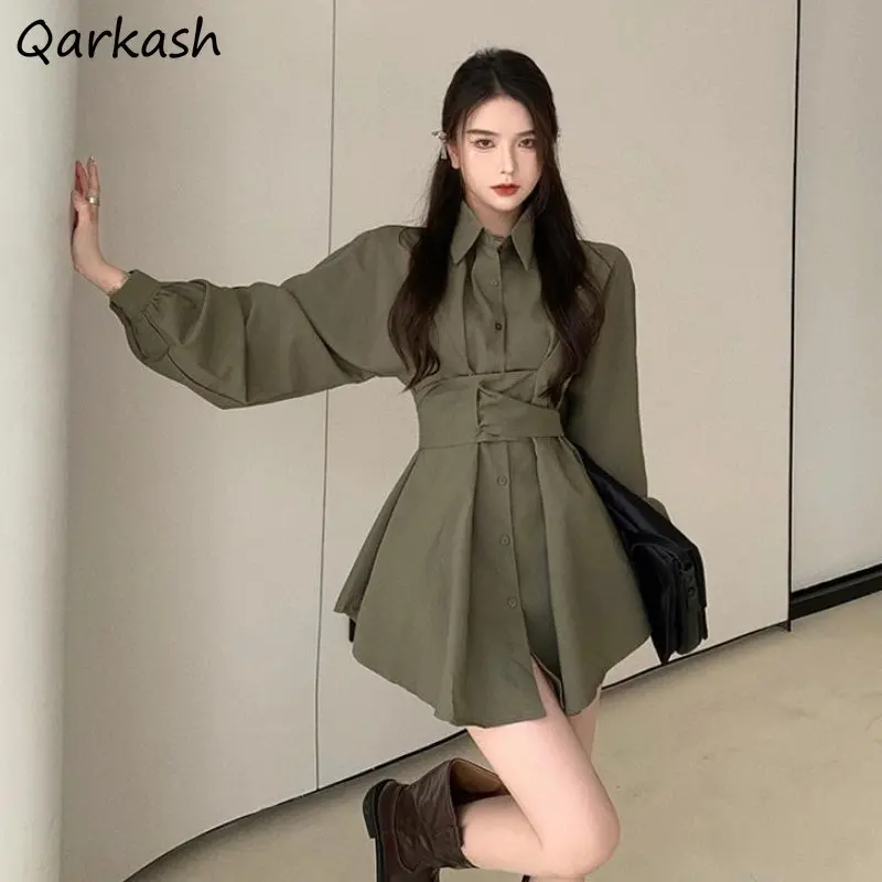 

Long Sleeve Dress Women Autumn Temper Bandage Design High Street Cool Harajuku Vacation Stylish Vestido Feminino Mini Newest Ins