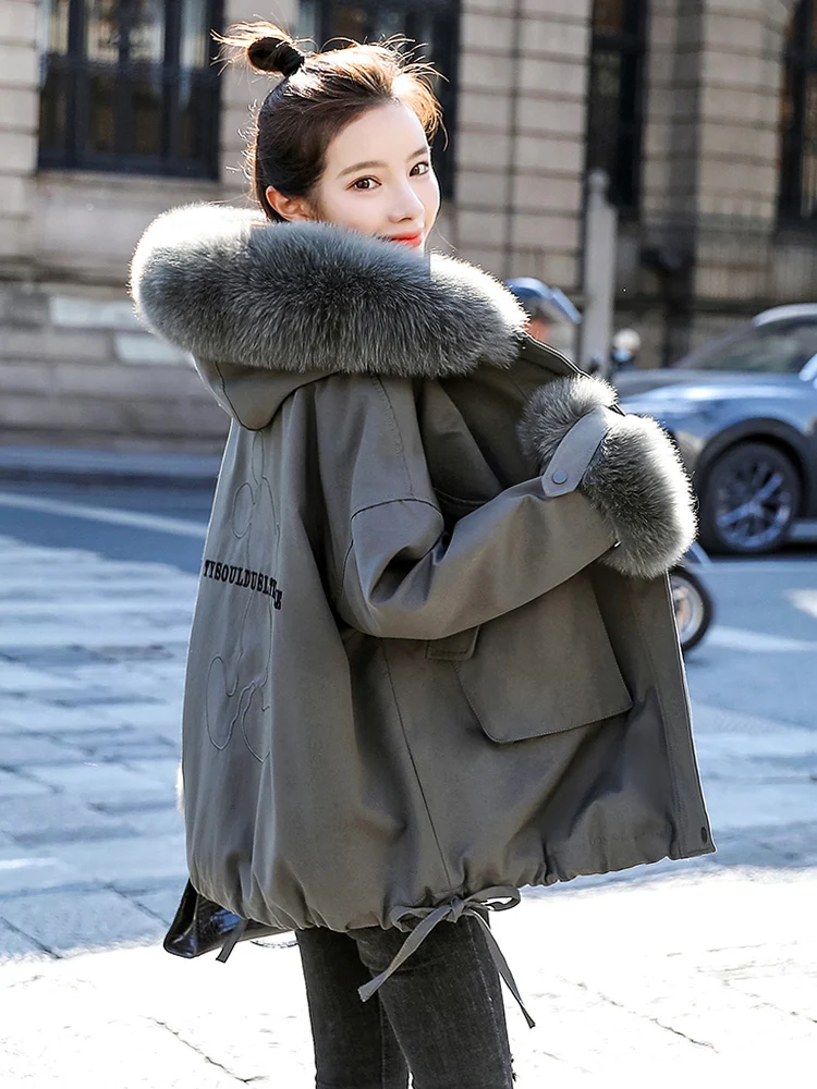 Fur coat women short short little man winter new cotton-padded jacket Korean version of loose large woolly collar pie overcome