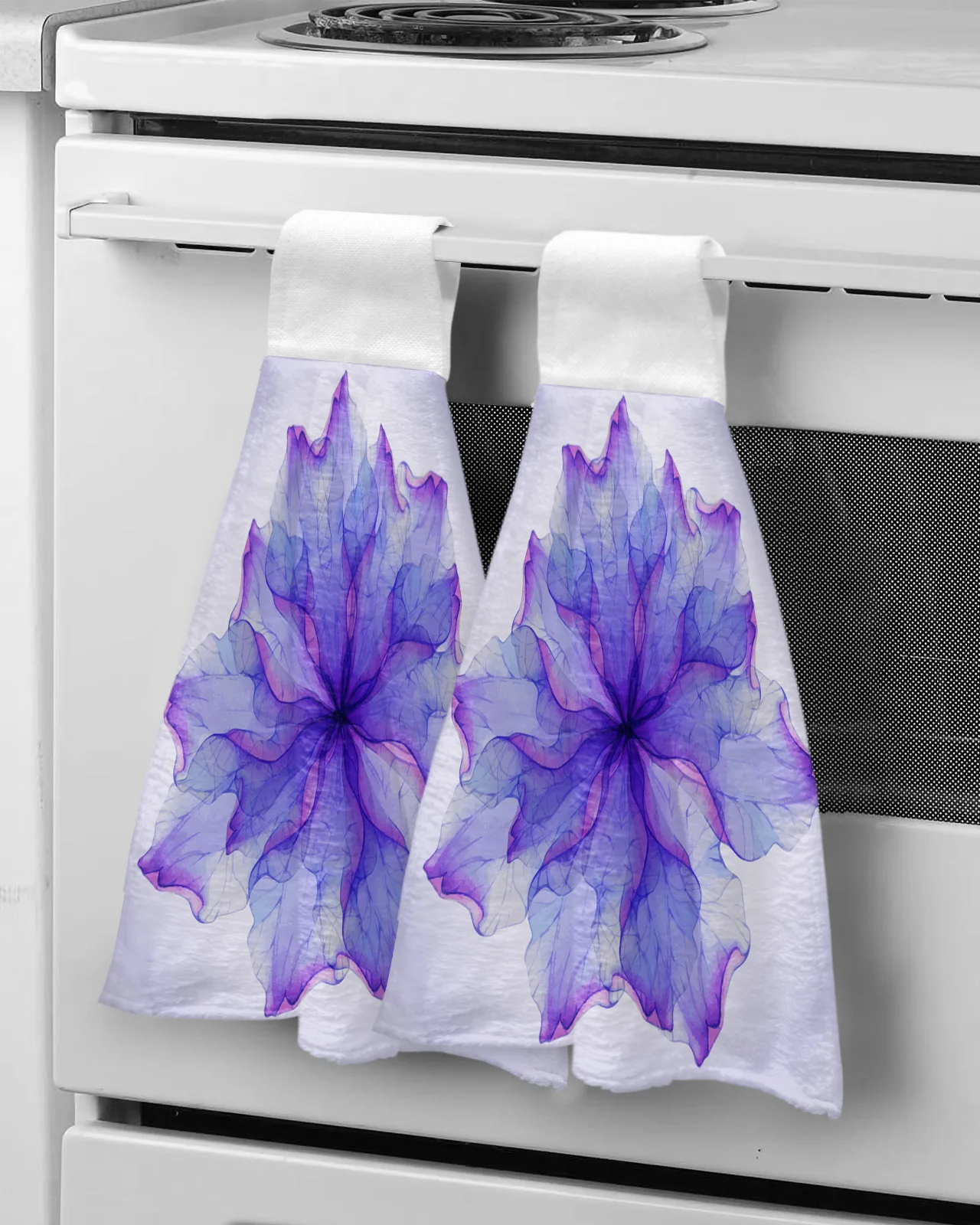 

Mandala Flowers Purple Texture Microfiber Hand Towels Absorbent Towels Handkerchief Kitchen Tableware Cleaning Towel
