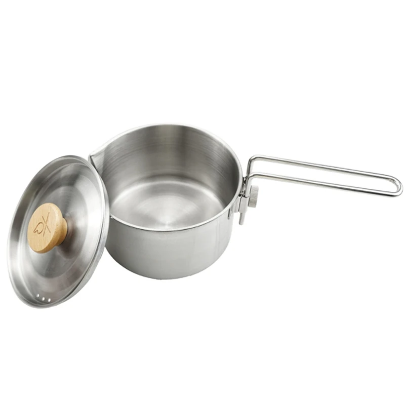

Pot Frying Pan Big Capacity Multipurpose Cookware Set With Folding Handle Outdoor Camping Picnic Tableware