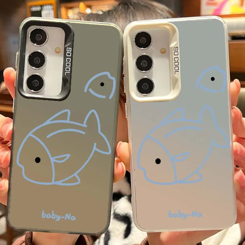 Фото Чехол с рисунком большой и маленькой рыбы для Samsung Galaxy Note 20 S20 Plus Lite Ultra FE 5G, матовый цветной серебристый чехол для телефона №1