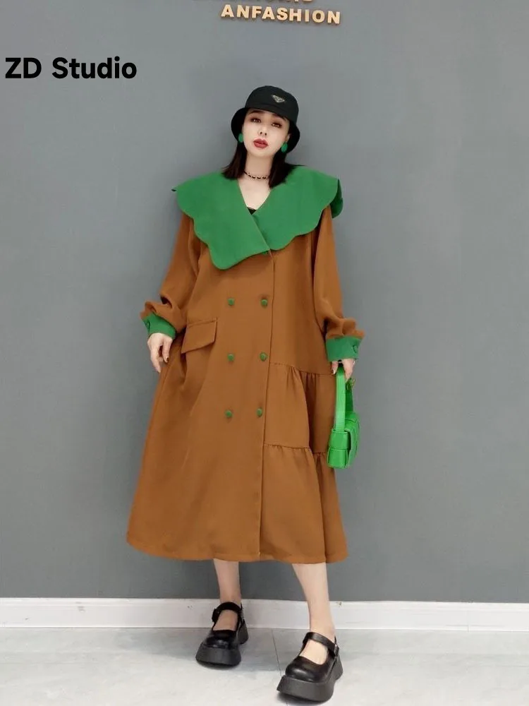 

[ZD Studio] 2023 Spring New Fashion Dress Ruffle Collar Casual Loose Personalized Female Loose robe