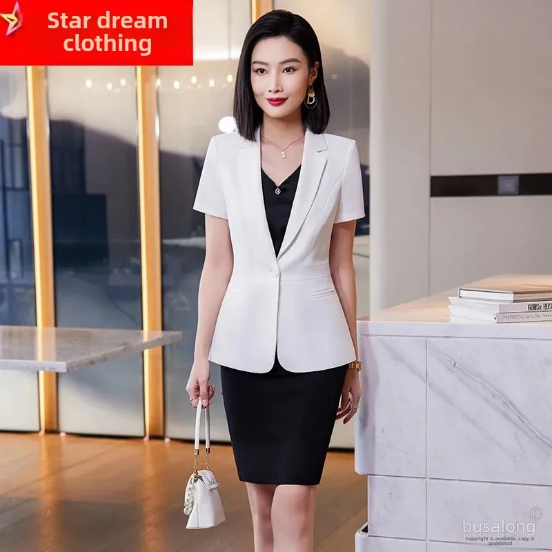 2023 Summer New Women's Professional Suit Elegant Short Sleeves Business Formal Small Jacket Fashionable