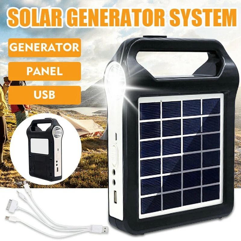 

Portable Solar Panel Light Solar Generator System USB Port With Lamp Lighting