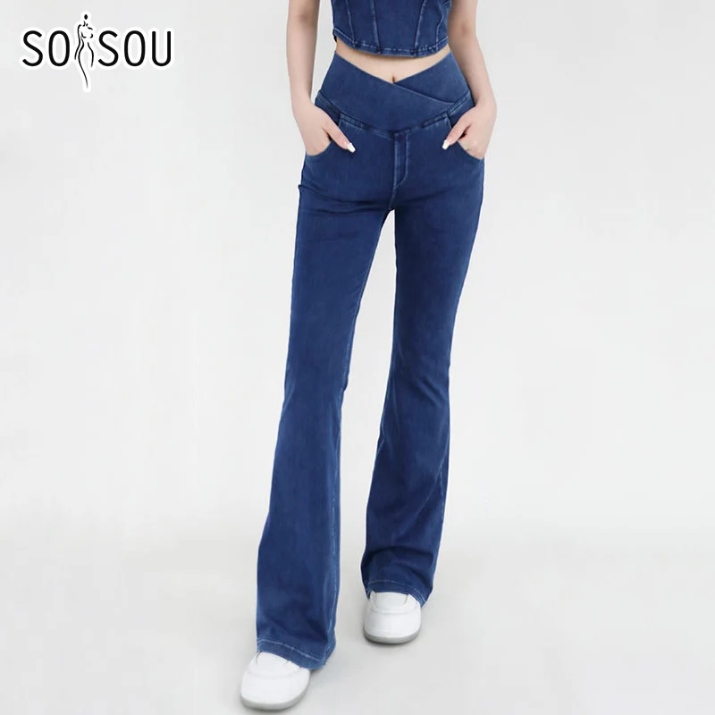 SOISOU Соблазнительные джинсы для женщин леггинсы штаны йоги джинсовые с