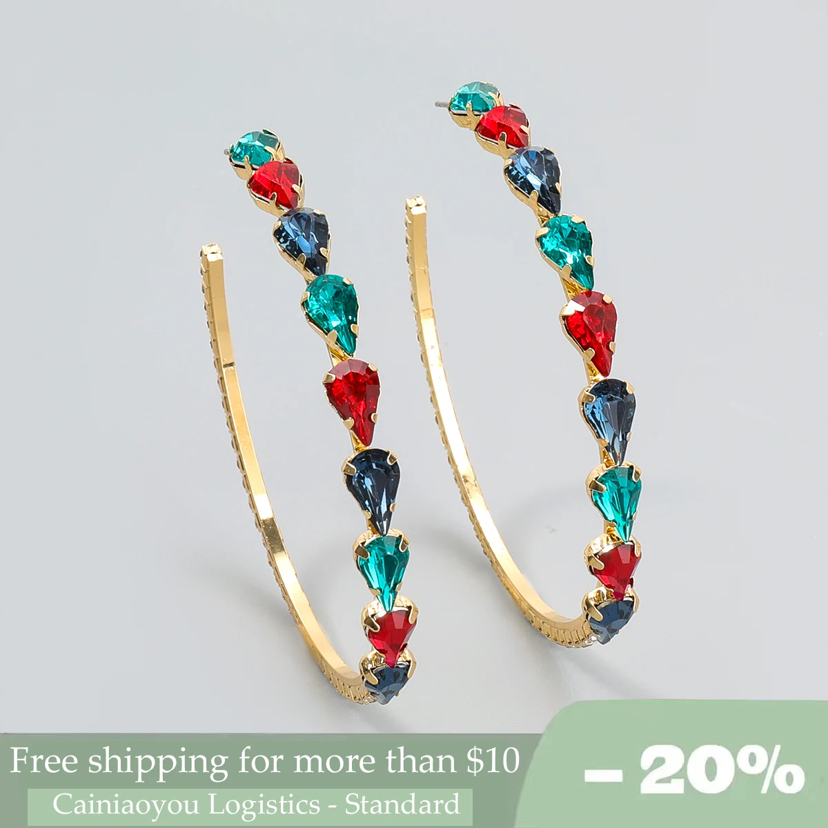 

Women's Ring Earrings, Multicolored Rhinestone Earrings for Party and Dinner, Jewelry Accessories Statement