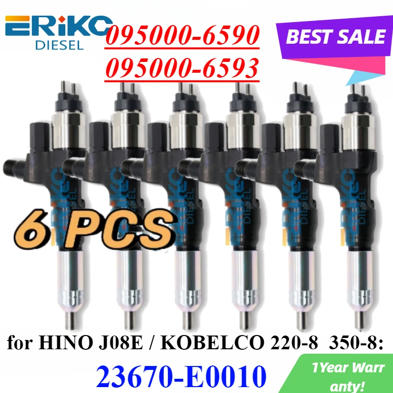 6ПК 095000 -6593 Дизельный инжектор -6590 -6591 Форсунка двигателя для экскаватора Hino J08E