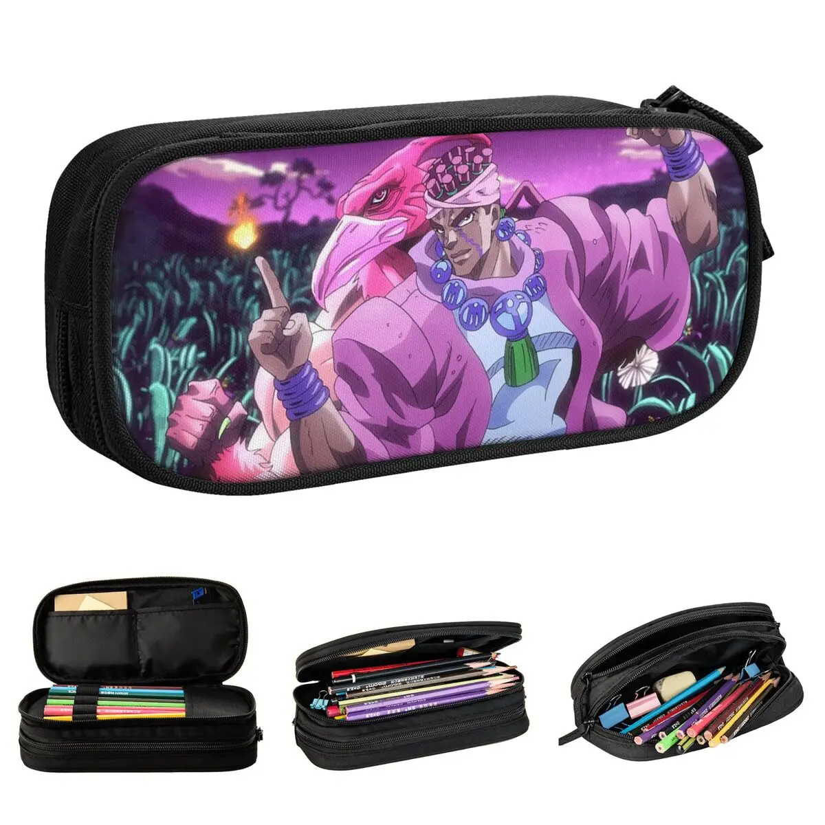 Case Jojo's Bizarre Adventure Pen Box Bags For Student Big Capacity School Supplies Zipper Pencil Pouch