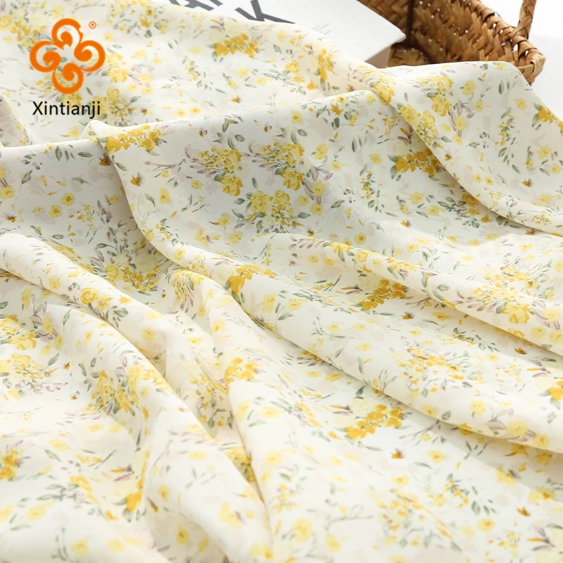 

Chiffon Fabric 45X145cm Summer Dress Fashion Printed Floral By Half Yards Thin Material For Sewing Women Skirt ,Shirt DIY Cloth