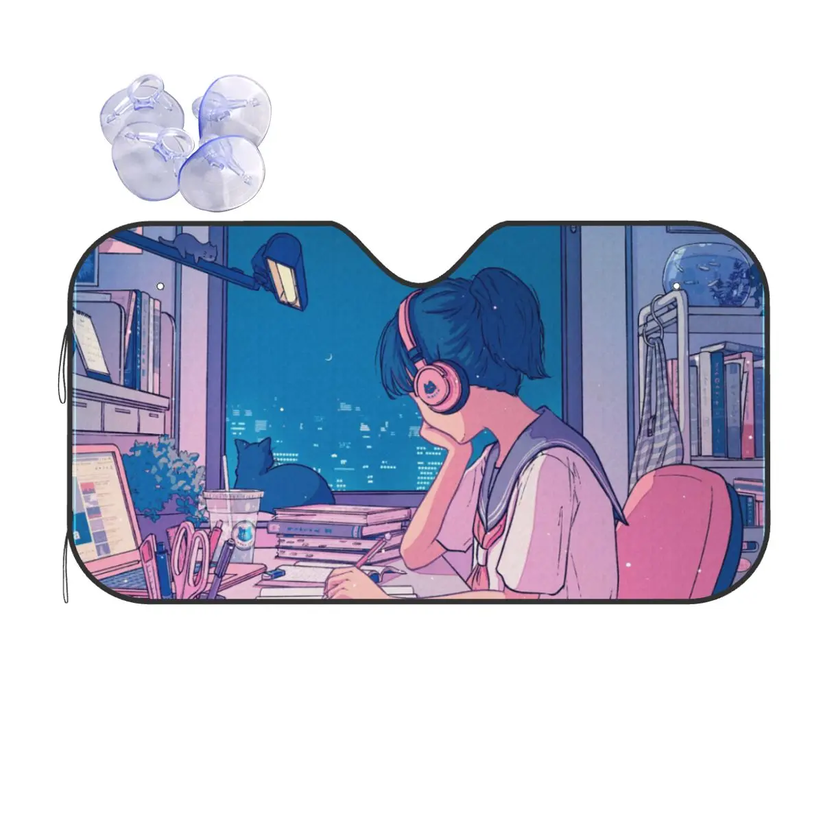 

Anime Girl Ins Style Funny Sunshade Windscreen 70x130cm Pretty Doll Manga Foils Sunshade Visor UV Protector