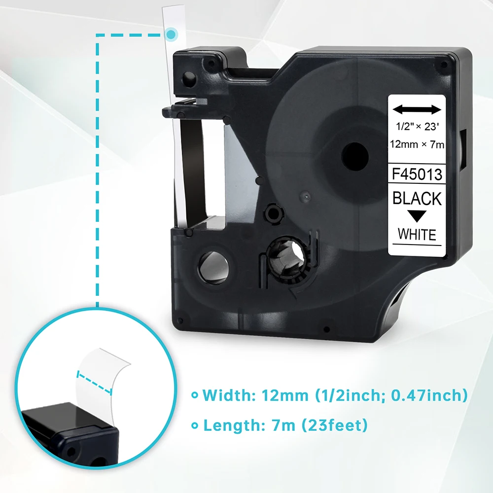 Лента для этикеток черно-белая 45013 совместимая с Dymo D1 лента 6/9/12/19/24 мм Machine 100 150 200 3